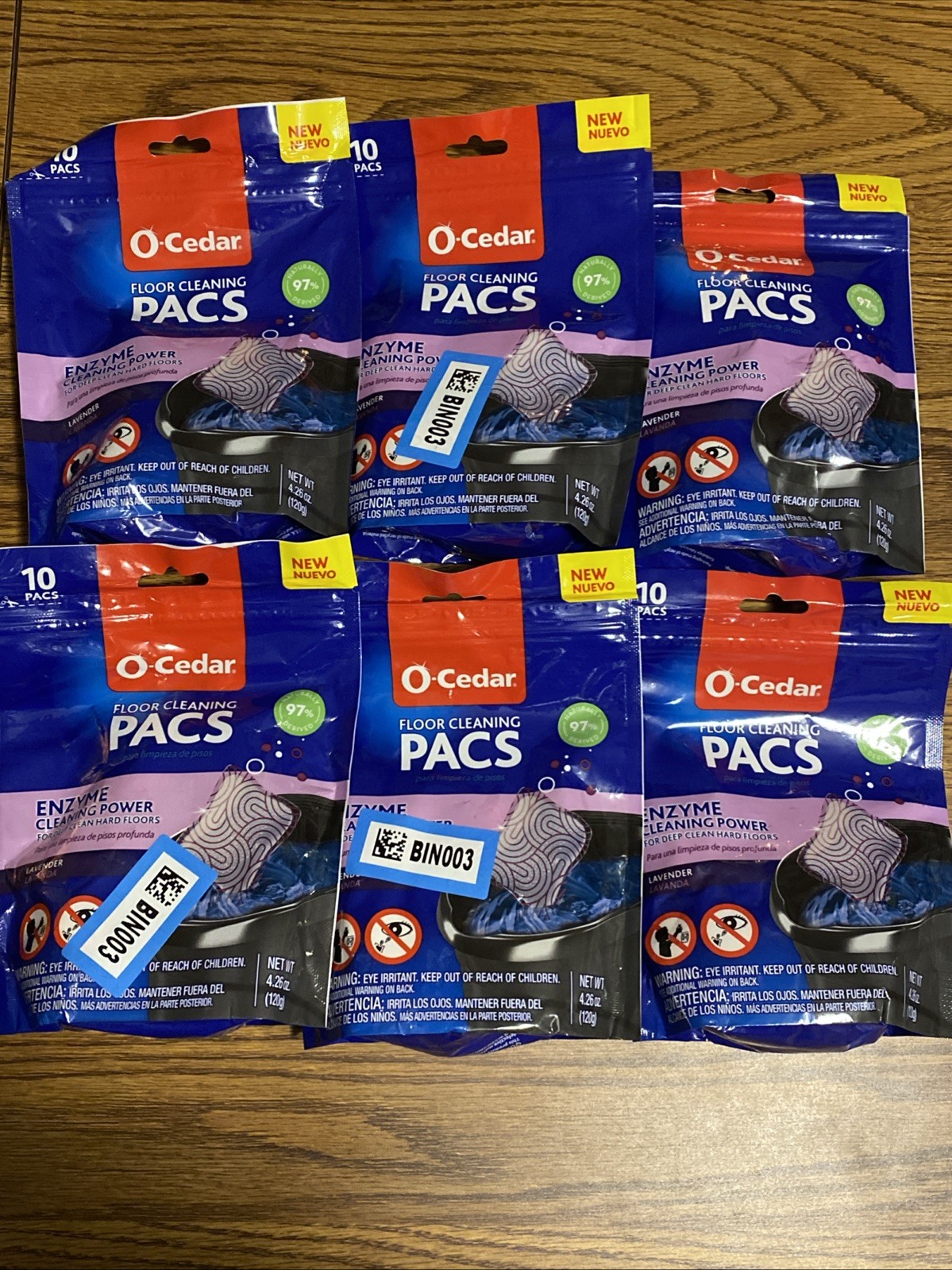 O-Cedar Lavender Hard Floor Cleaner PACS, 10ct Each 6 Packs