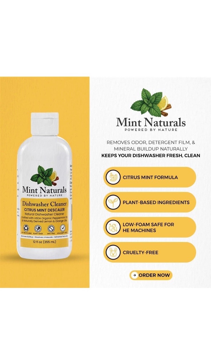 Natural Dishwasher Cleaner & Degreaser Liquid – USDA Organic Peppermint Oil Form