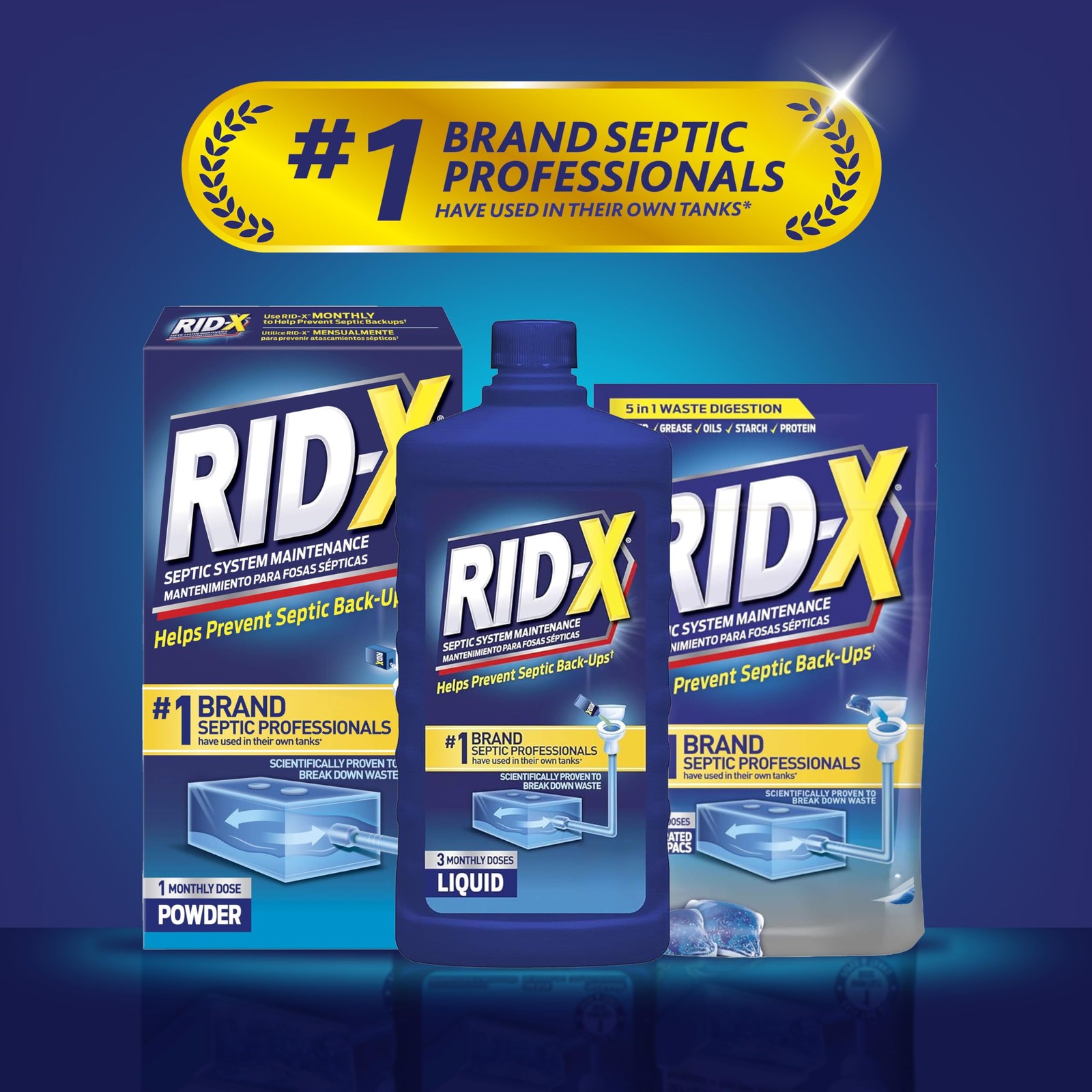 Rid-X Septic Tank System Treatment, 3.2 Ounce (Pack of 1), Dark Blue