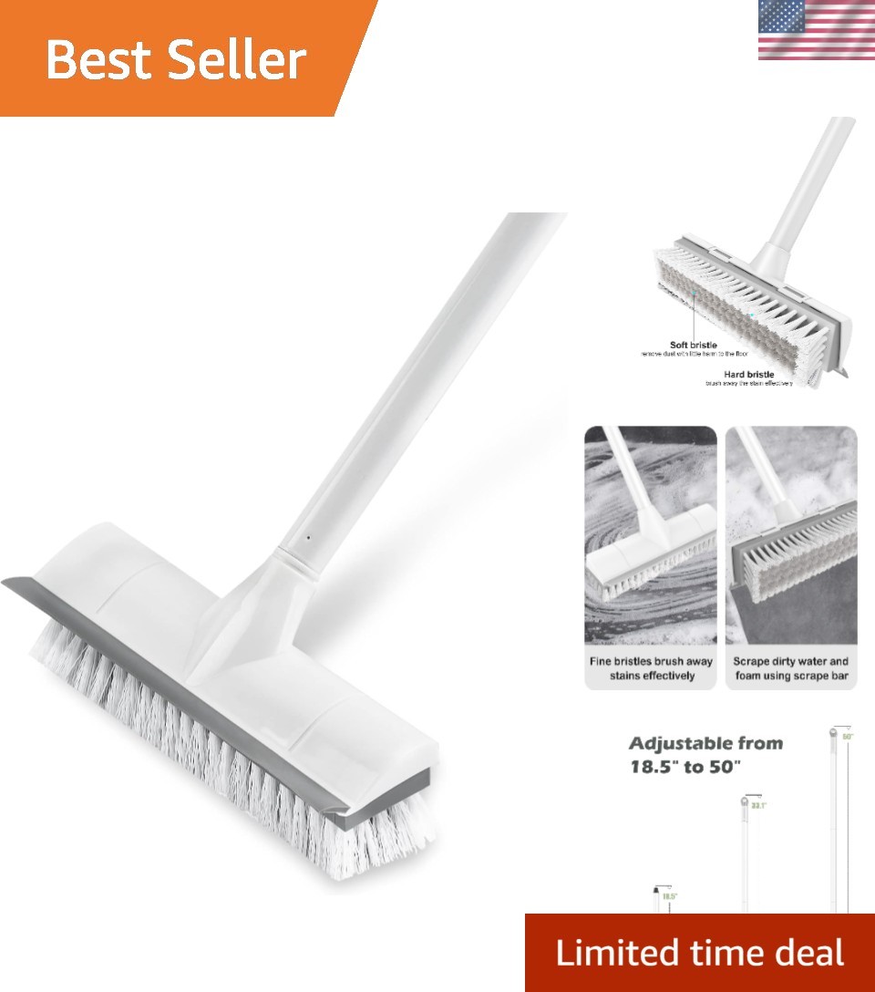 Multi-Occasion 2 in 1 Floor Scrub Brush with Adjustable Handle – Gray Essential
