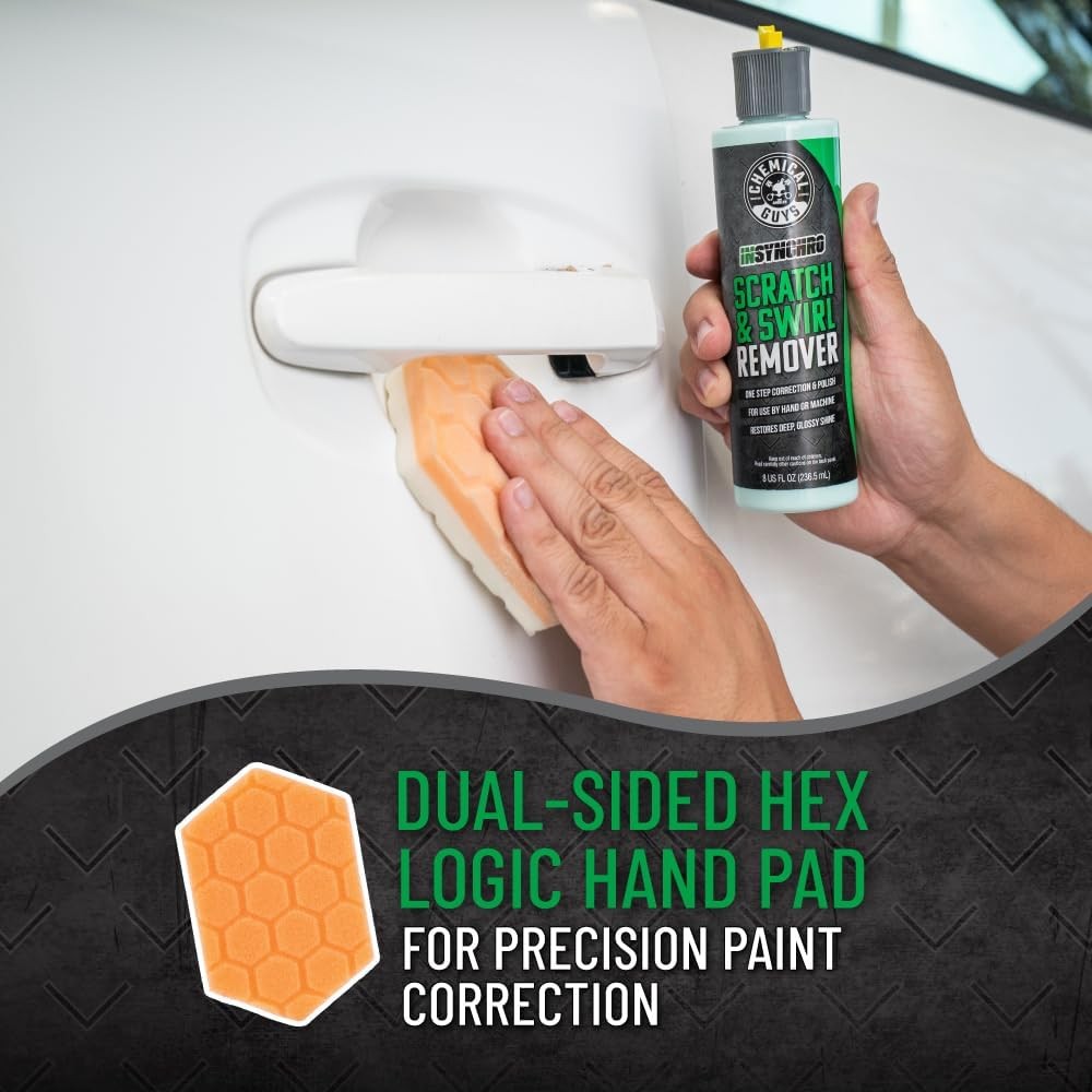 Chemical Guys Insynchro Scratch & Swirl Remover (8 oz) – Kit with Hex Logic Dual
