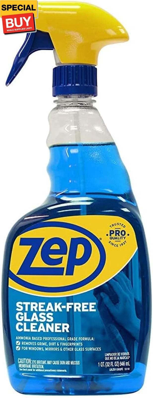 Streak-Free Glass Cleaner 32 oz ZU112032 , Blue