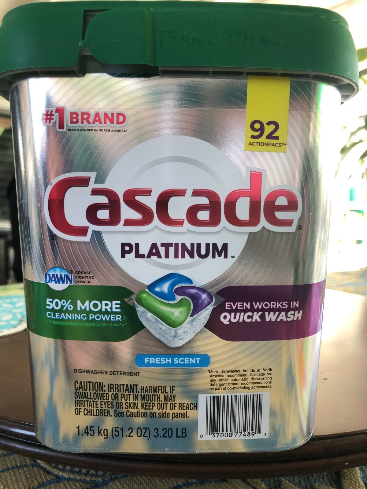 Cascade Platinum ActionPacs Dishwasher Detergent – 92 Count Fresh Scent