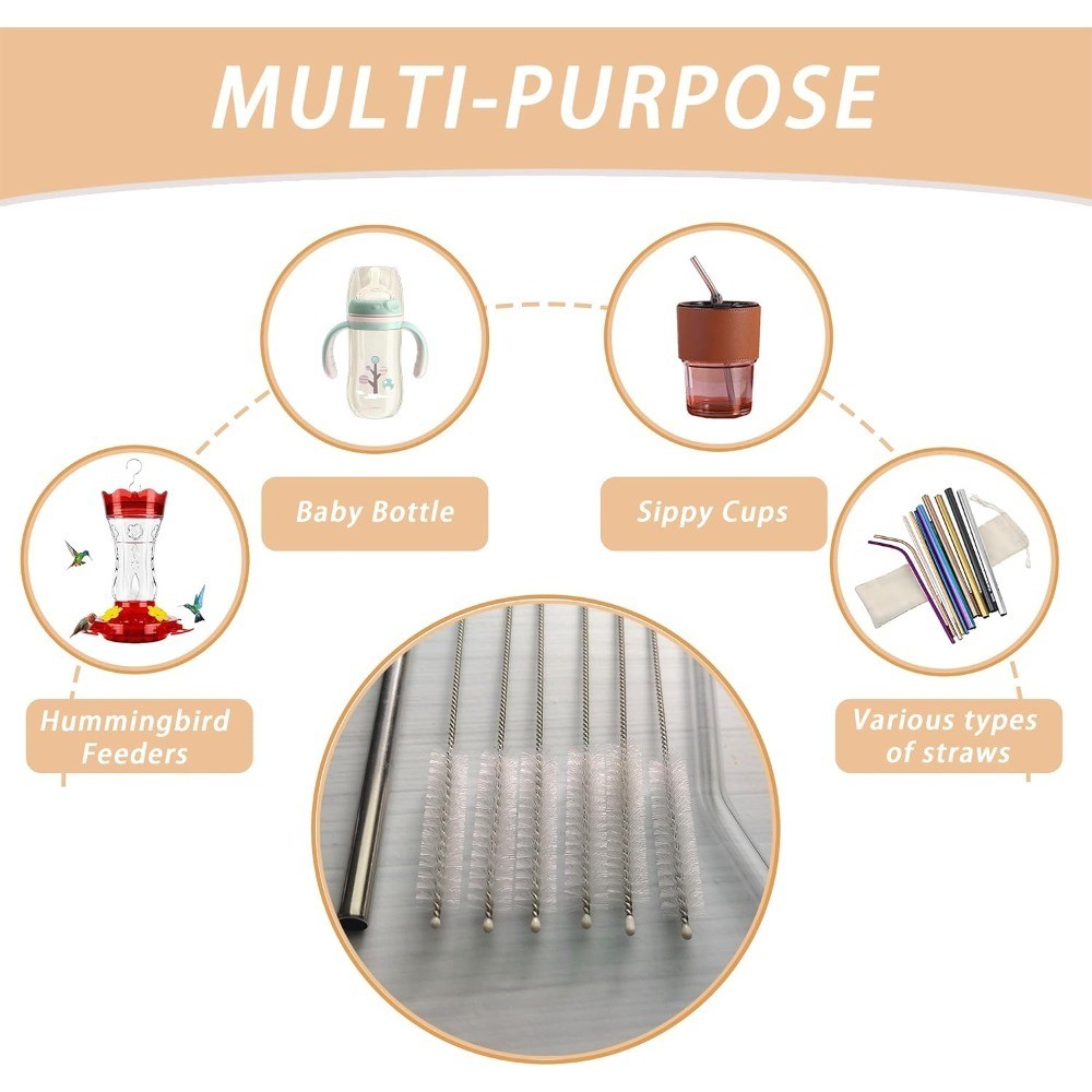 2-Pack Set with Nylon Bristles for Metal Glass Silicone