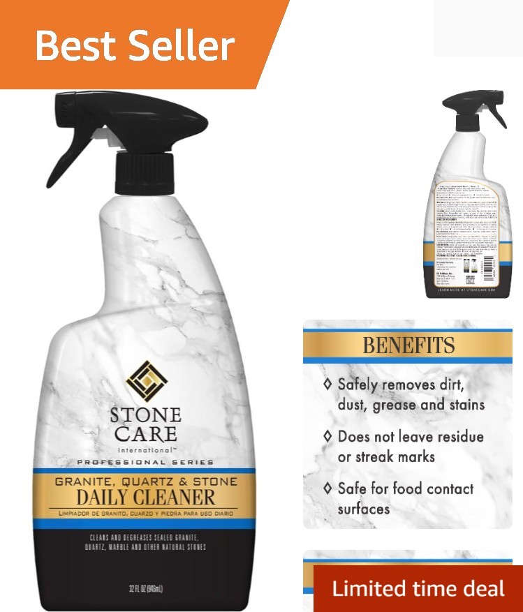 pH Neutral Granite and Stone Cleaner – 32 Fl Oz Citrus Spray for Easy Cleaning