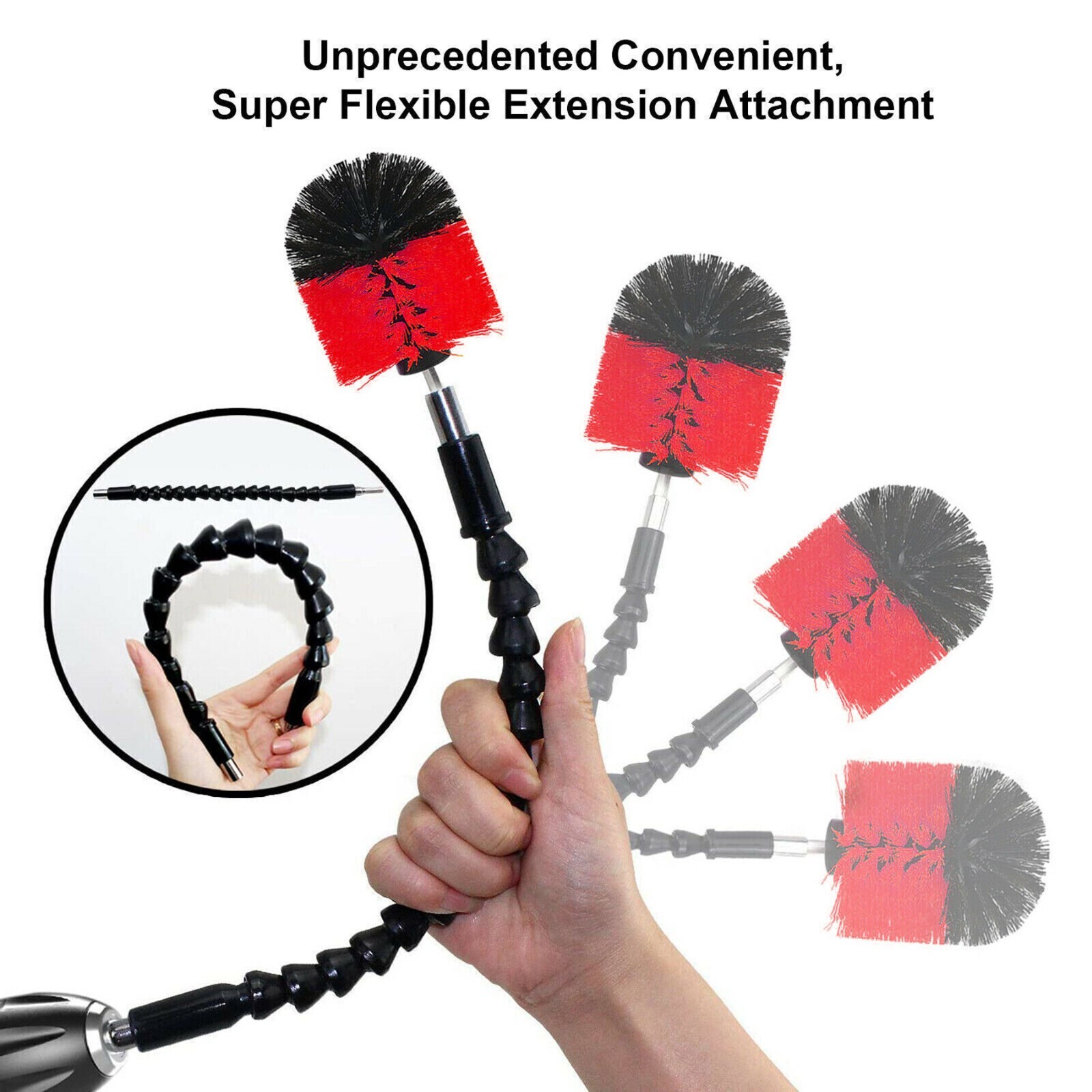 Power Scrubber Drill Brush Set Cleaner Spin Tub Shower Tile Grout Wall 5 Brushes