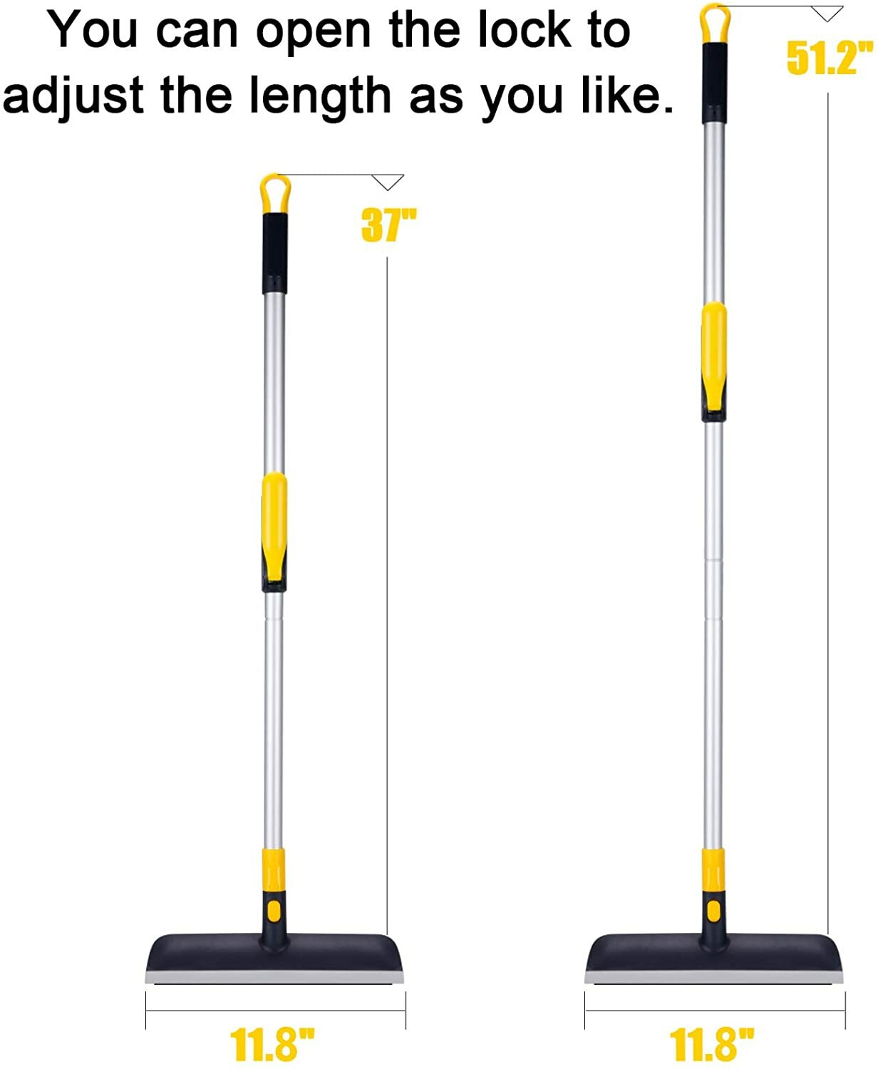 Floor Scrub Brush 2 in 1 Scrape&brush Push Broom Stiff Bristle 37″-51″ Handle