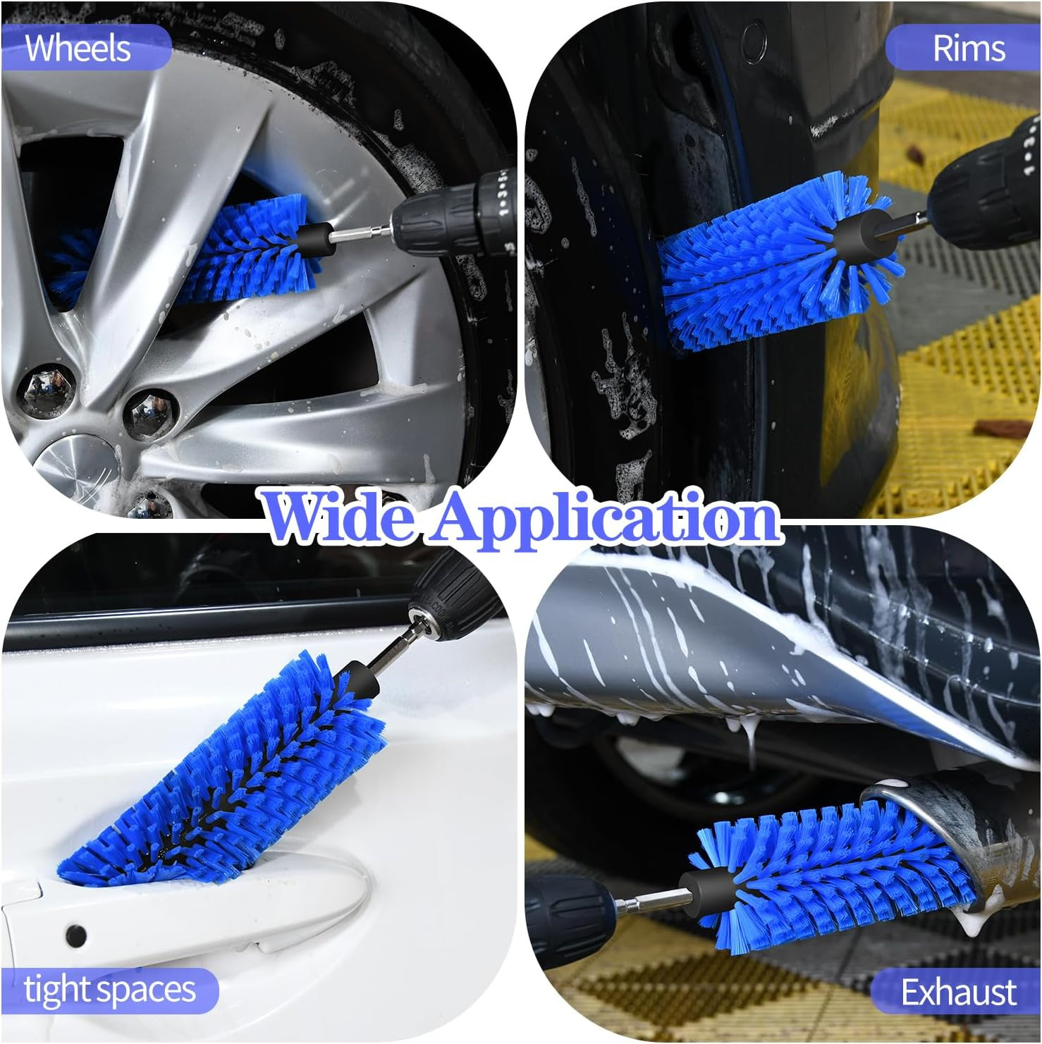 Drill Brush for Car Wheels Rims Engine Cleaning Nylon Soft Bristle 1 Pack