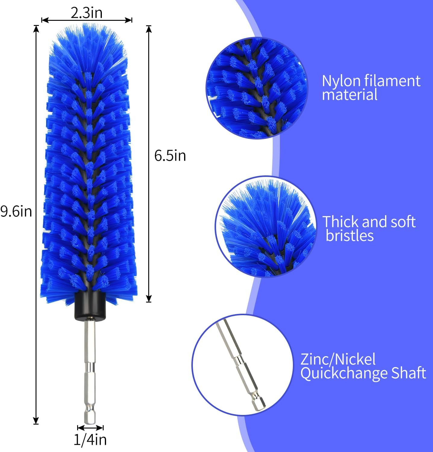 Drill Brush for Car Wheels Rims Engine Cleaning Nylon Soft Bristle 1 Pack
