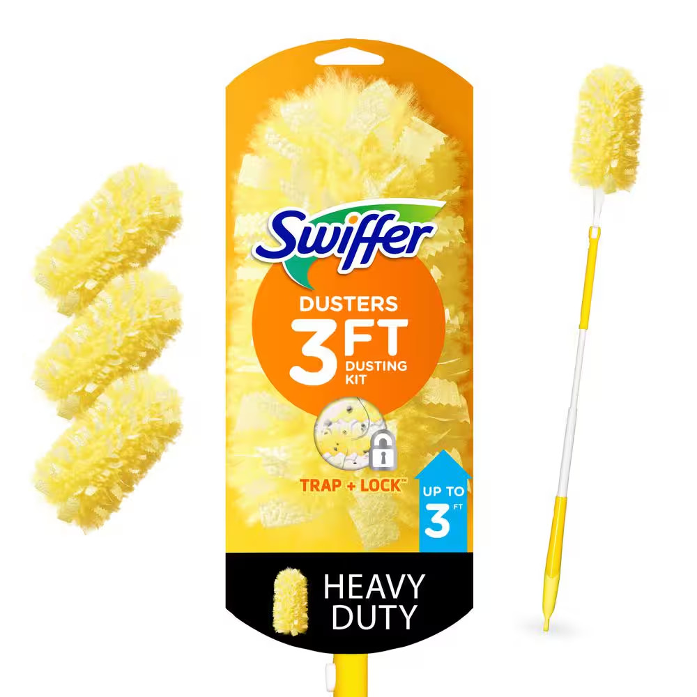 Heavy Duty Extendable Handle Dusting Kit (1-Handle, 3-Dusters)