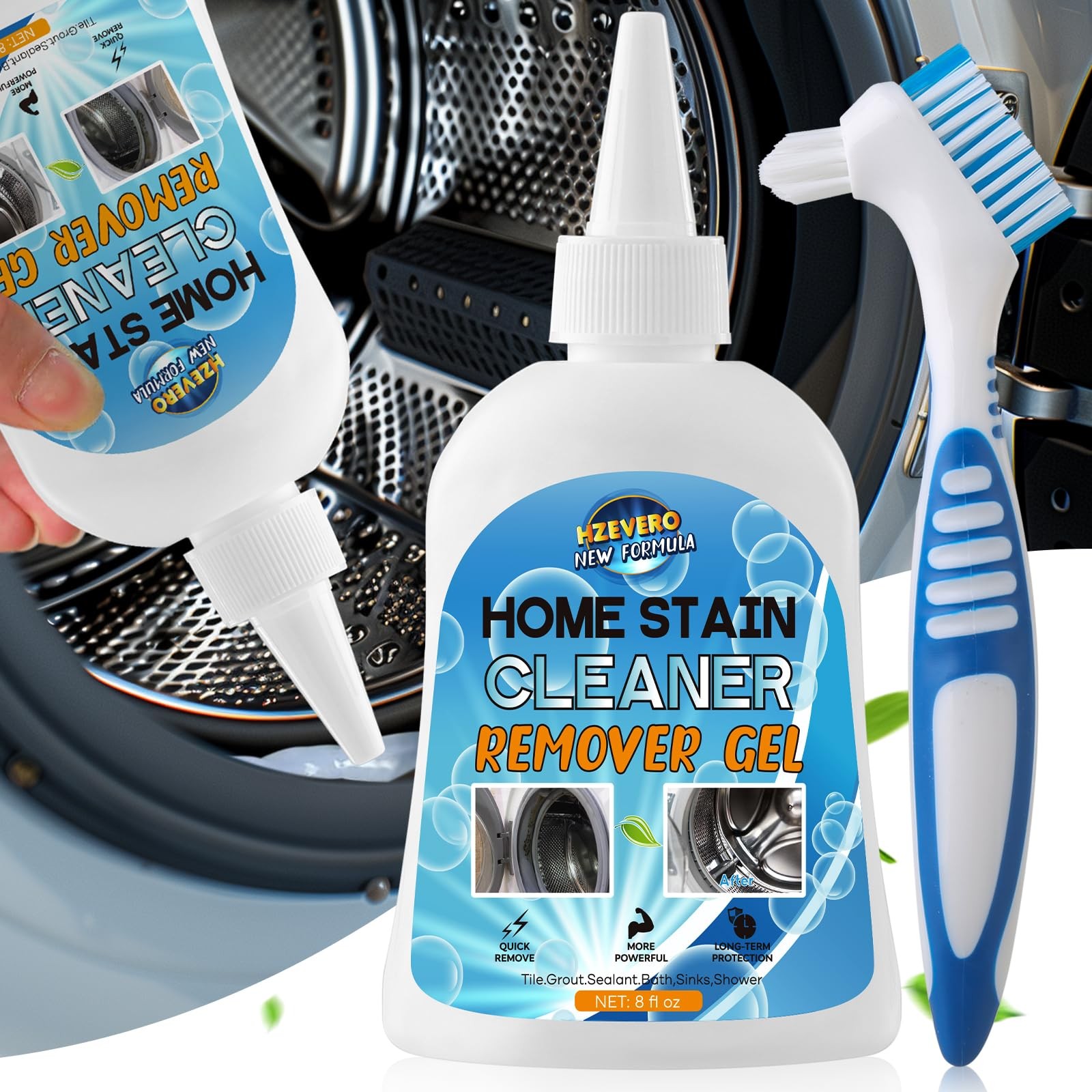 Mold Stain Remover Gel, Washing Machine Cleaner for Front Loader Washer Gaske…