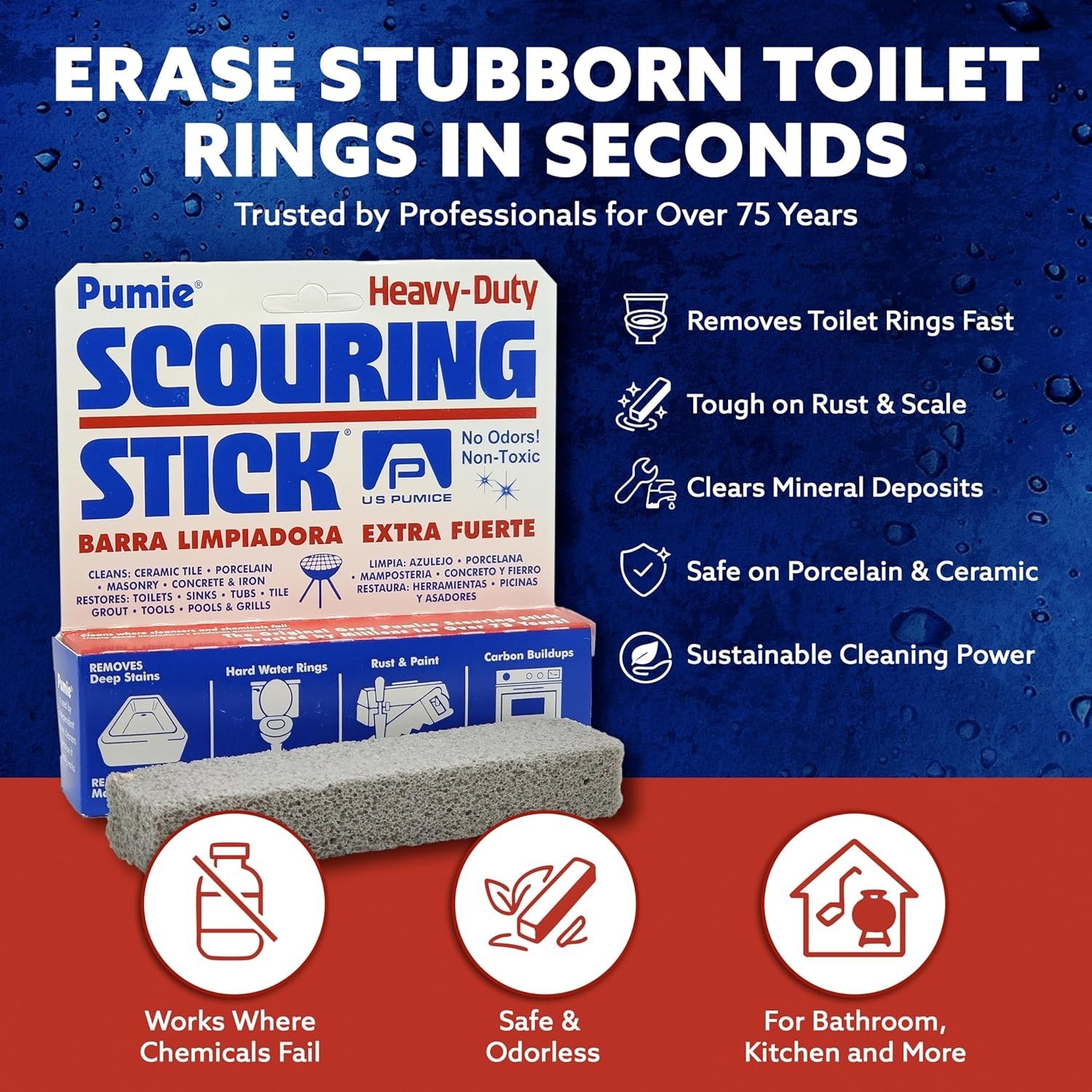 Family-Friendly Pumice Cleaning Bars – 2 Pack for Kitchen & Bathroom Use