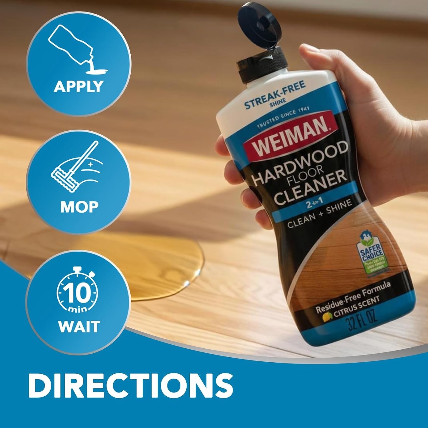 Weiman Professional Hardwood Floor Cleaner 32 Fl Oz Streak Free Plant Based