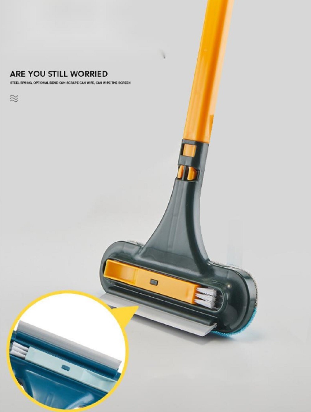 2-in-1 Window & Glass Cleaning Set-Squeegee and Mesh Brush Combo for Home, Car