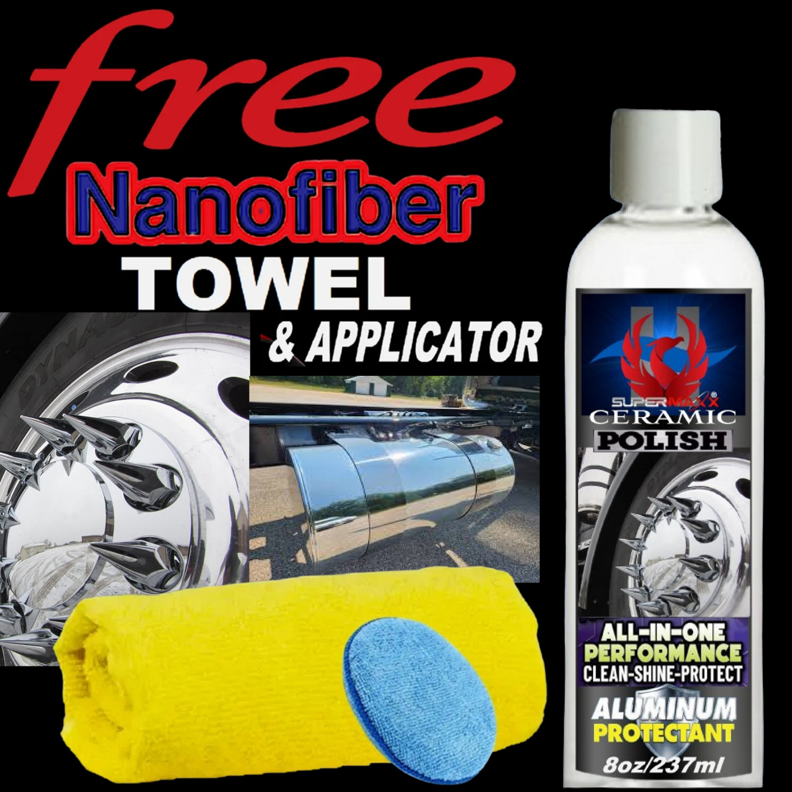 CHROME POLISH AND CERAMIC NON ABRASIVE PROTECTANT RIMS FUEL TANKS – 8 OUNCE KIT