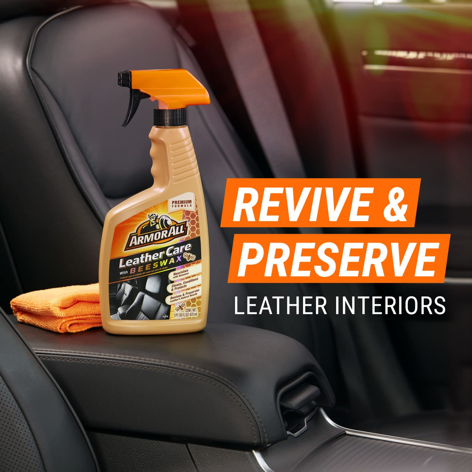 Armor All Leather Care Spray with Beeswax 16 Fl Oz Interior Cleaner