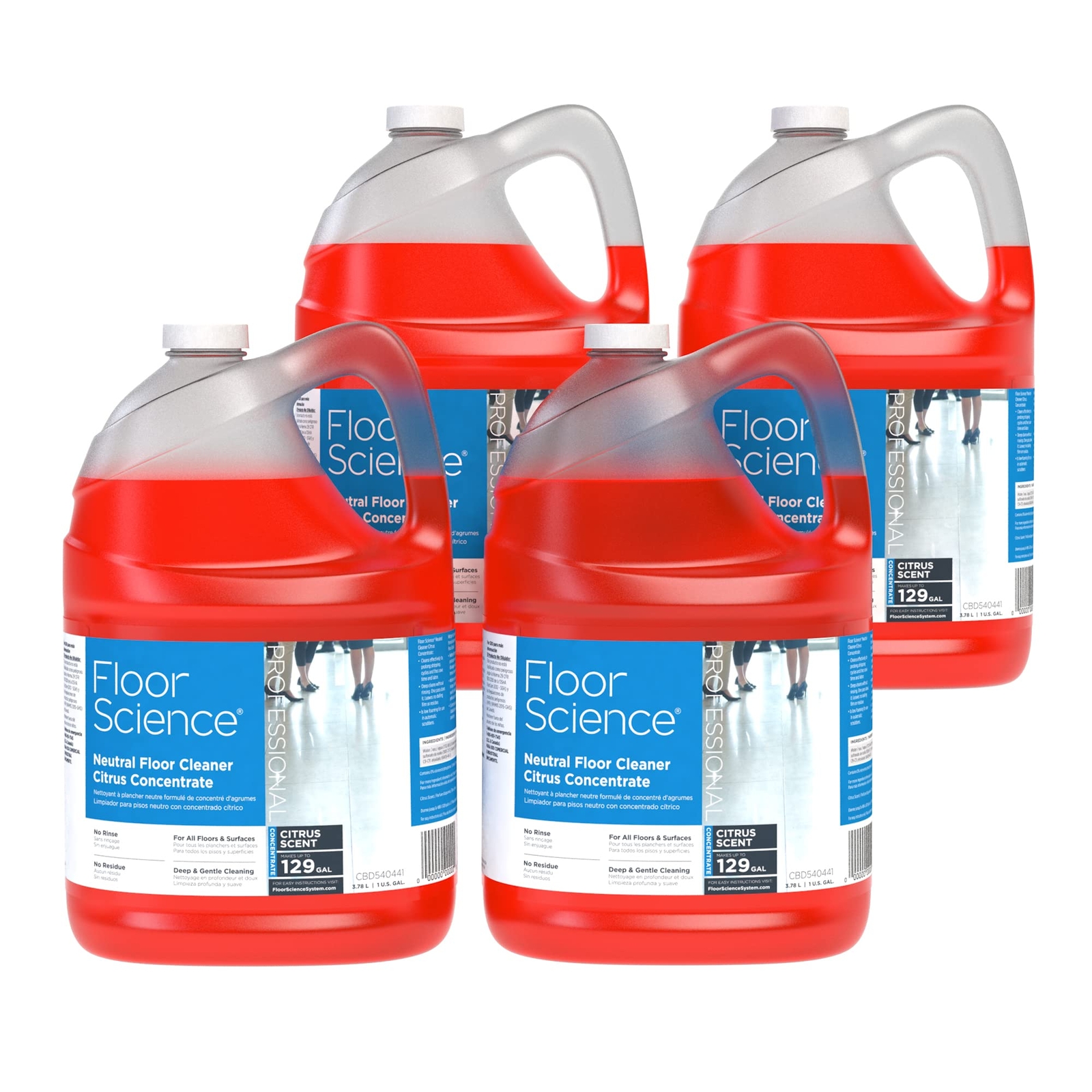 Floor Science Citrus Neutral Cleaner Concentrate 128 Fl Oz Pack of 4