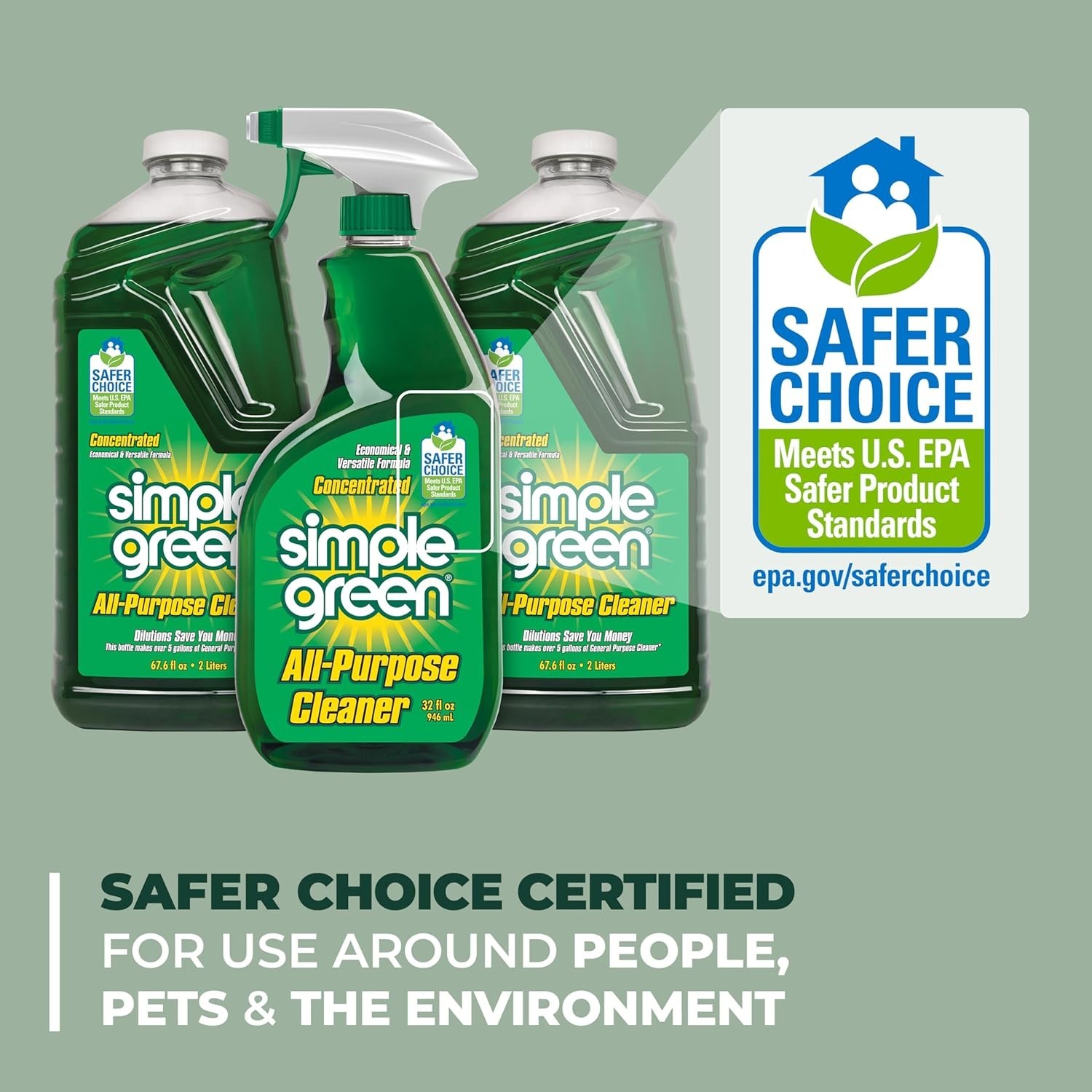 All-Purpose Cleaner Spray and Refill, Green, 3 Piece Set, , 1 Count