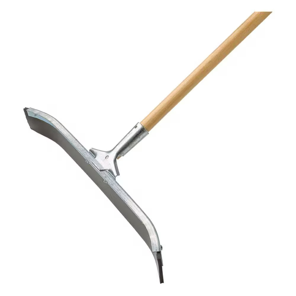 Industrial Curved Floor Squeegee with Scraper Edge Galvanized Steel with 24 In.