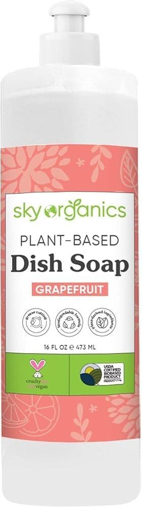 Sky Organics Plant Based Dish Soap Grapefruit 16oz Vegan Cruelty Free