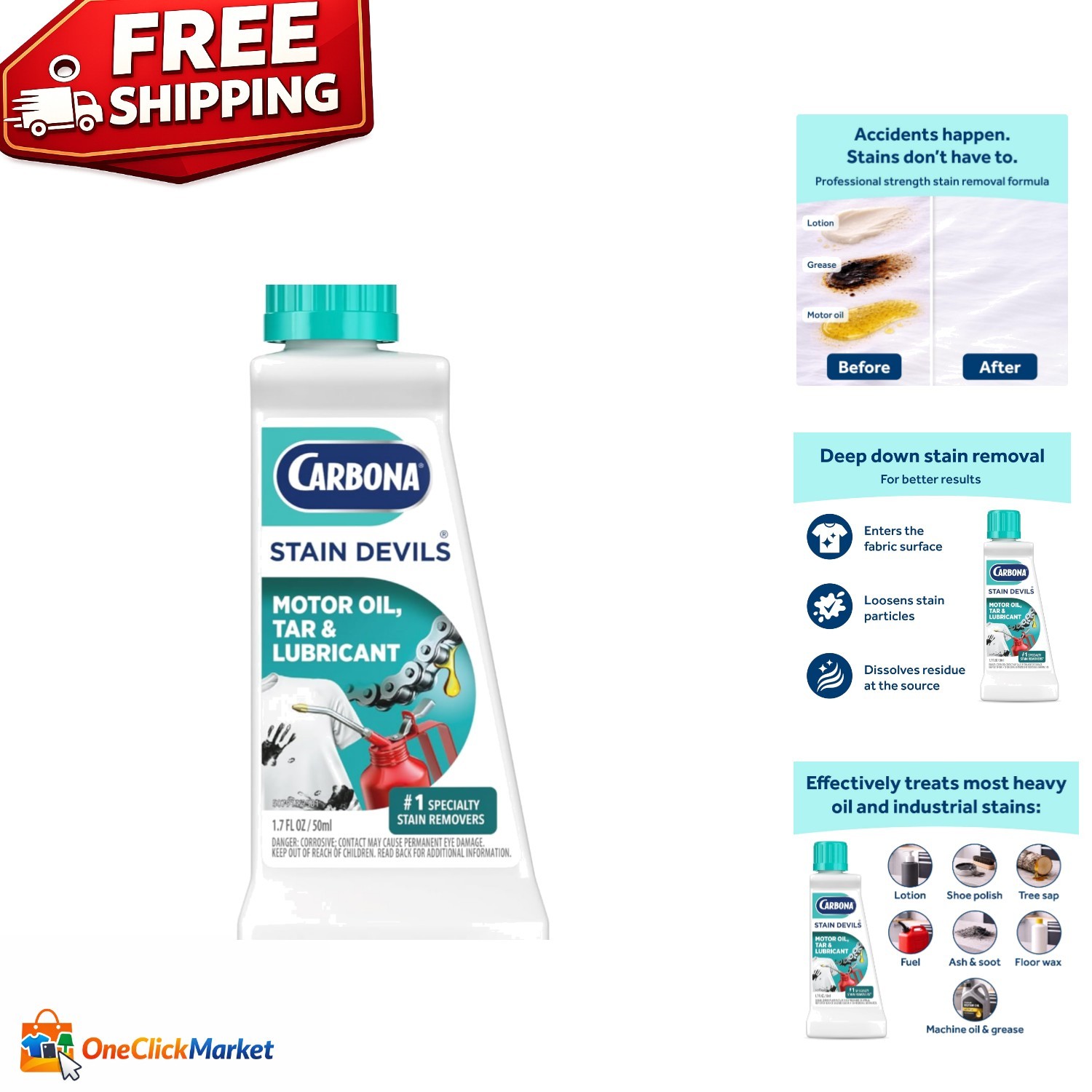 Professional Strength Stain Remover 1.7 Fl Oz – Safe on Skin & Washable Fabrics