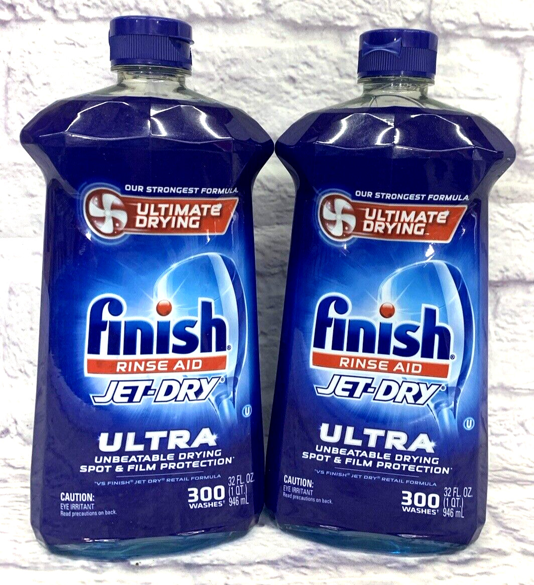 2 PACK Finish Jet-Dry Ultra Rinse Aid Dishwasher Rinse Agent and Drying, 32 oz
