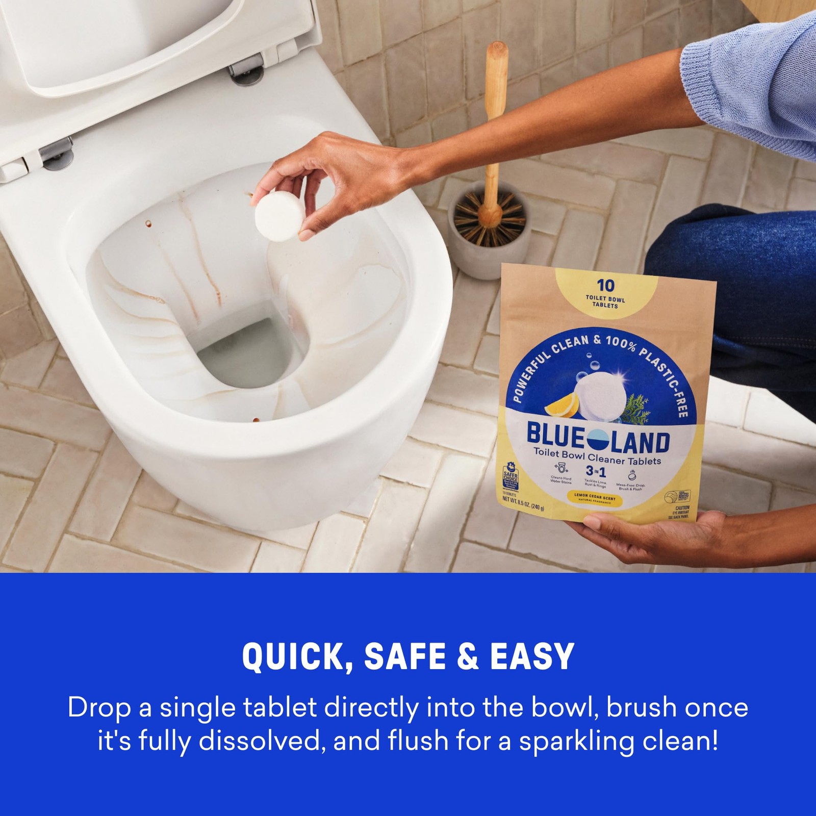BLUELAND Toilet Bowl Cleaner Tablets, 14 Count Pack of 2, Peppermint Eucalypt…