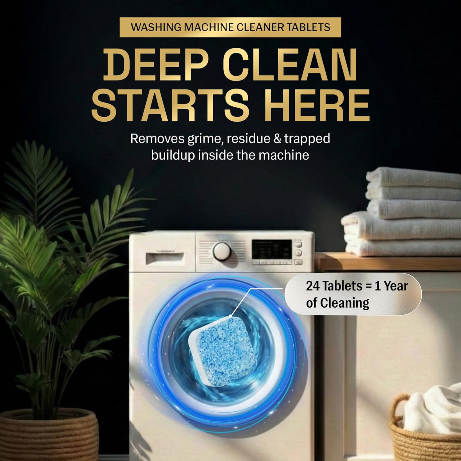 Washing Machine Cleaner Tablets | 24 Pack | Ultra Deep Clean | Eliminates Odors