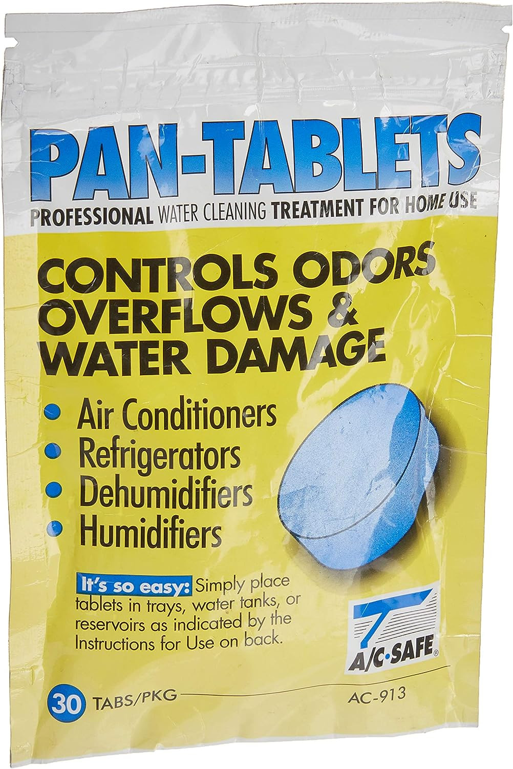 AC-Safe Tablets Cleans Scum Drain Pans and Humidifiers 30 Count (1 Pack) Blue