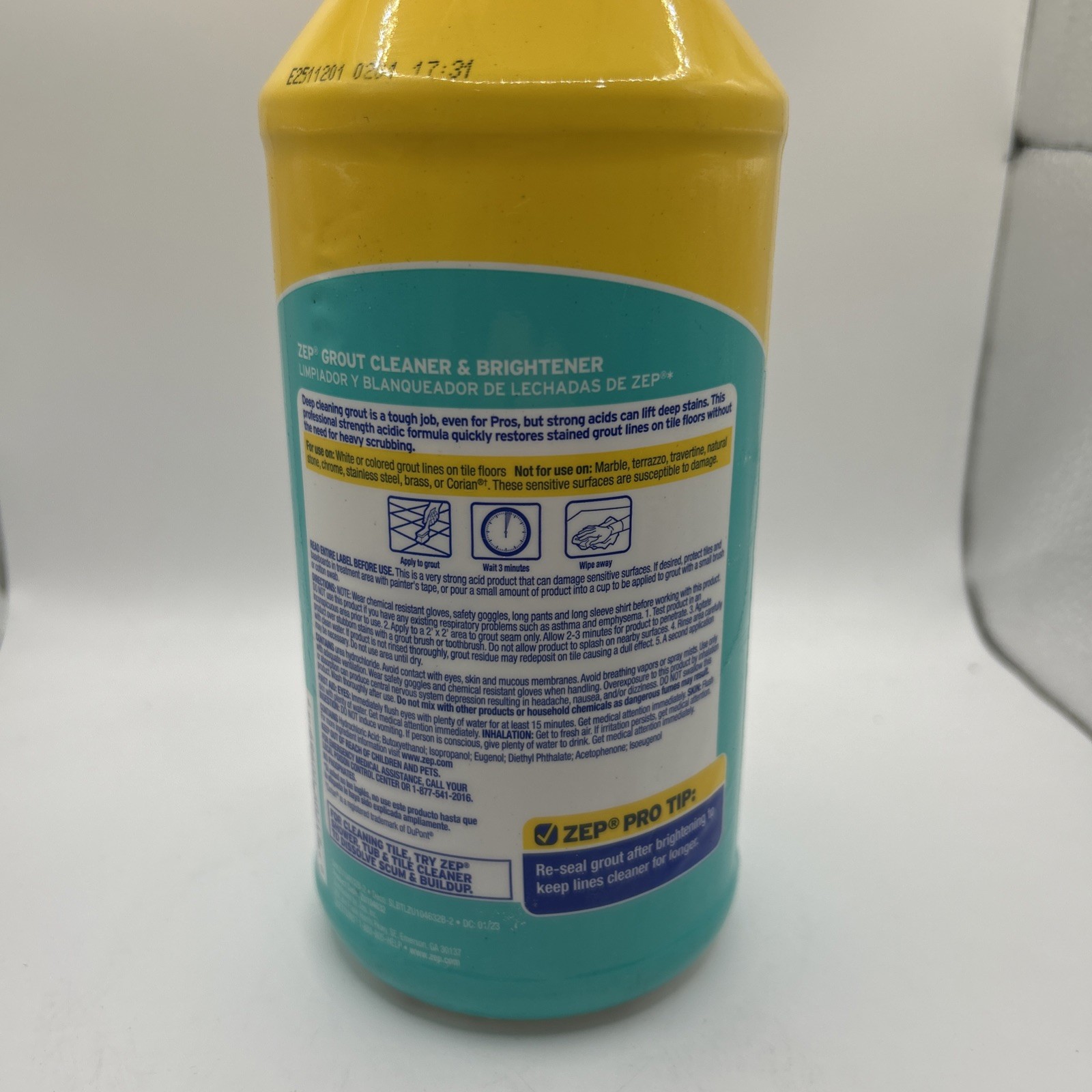 ZEP Grout Cleaner and Brightener, Non Abrasive – 32oz. (2 Pack)