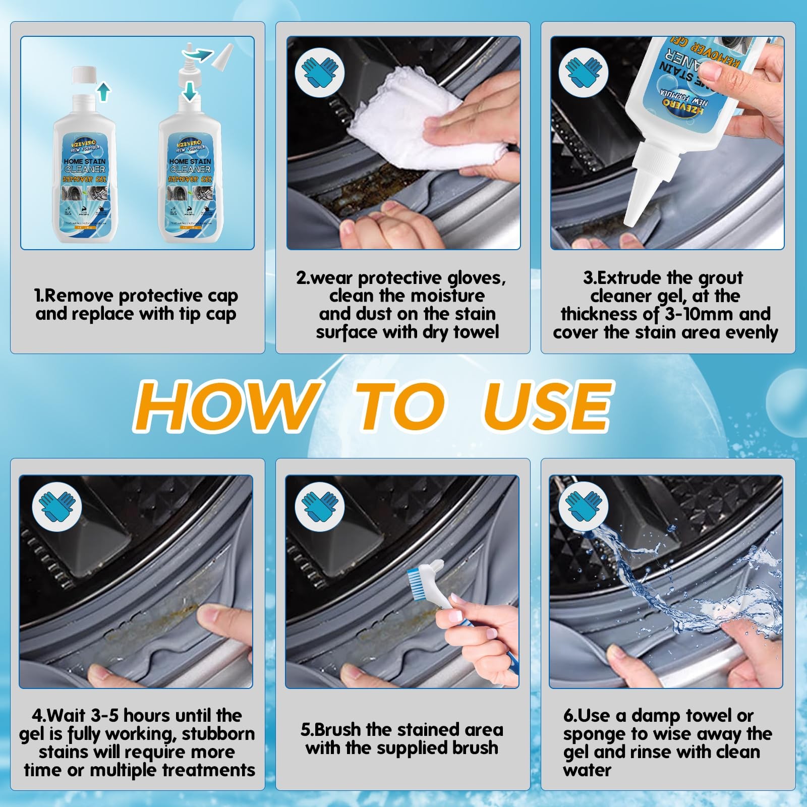 Mold Stain Remover Gel,Washing Machine Cleaner Front Load Washer Gasket Mold …