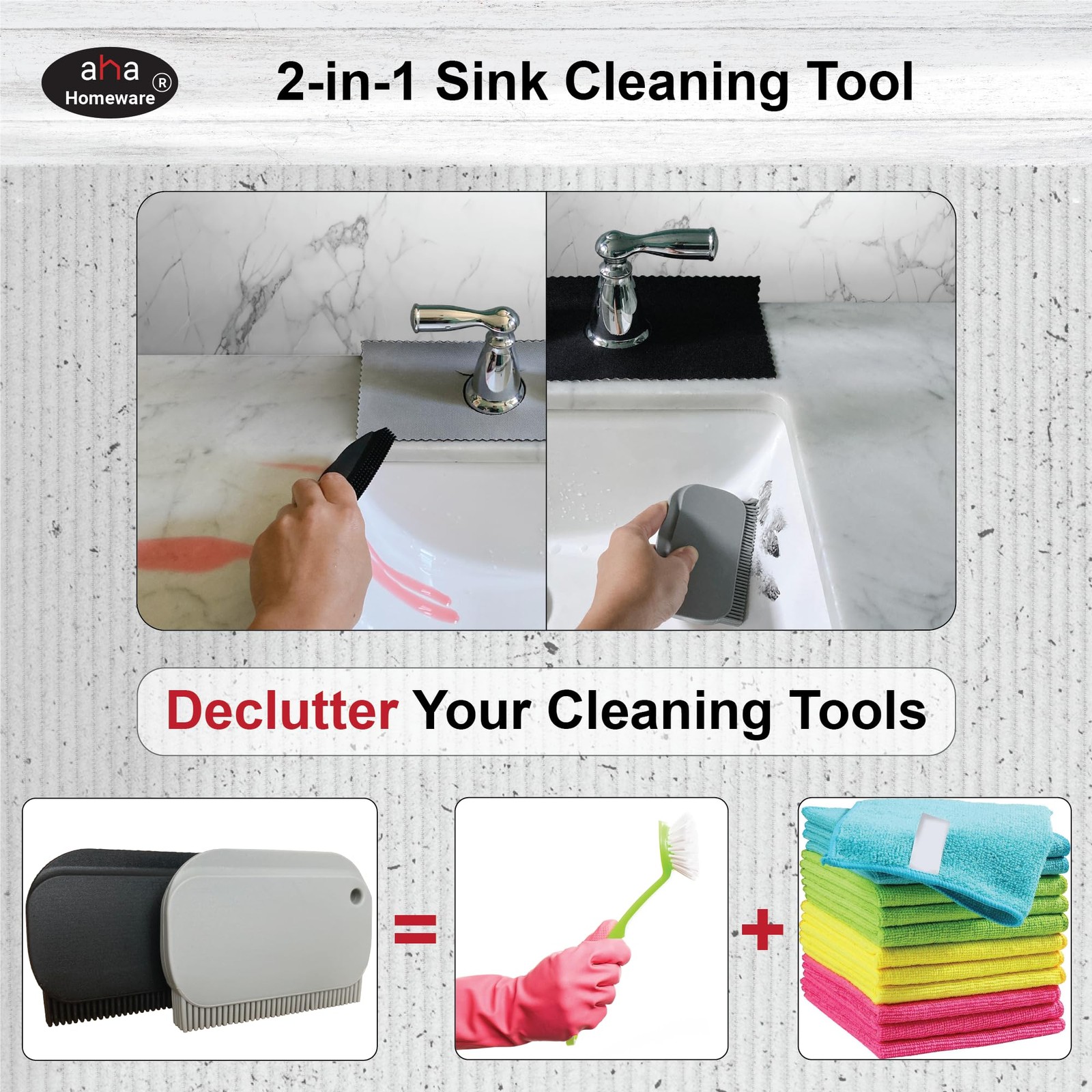 Sink Countertop Silicone Squeegee Brush, Aha Homeware Small Squeegee Brush Cl…