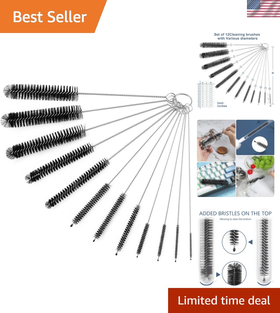 Straw Cleaner Brushes Sets, 12 Pieces 8.2 Inch Botthle Cleaning Brush and Nyl…
