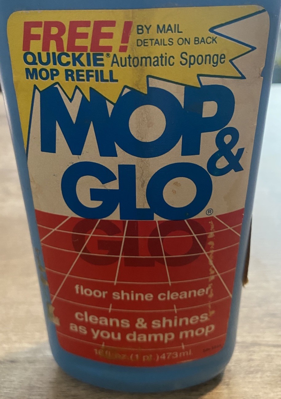 Vintage Mop & Glo Floor Shine Cleaner Movie Prop 1 Quart Bottle 32oz