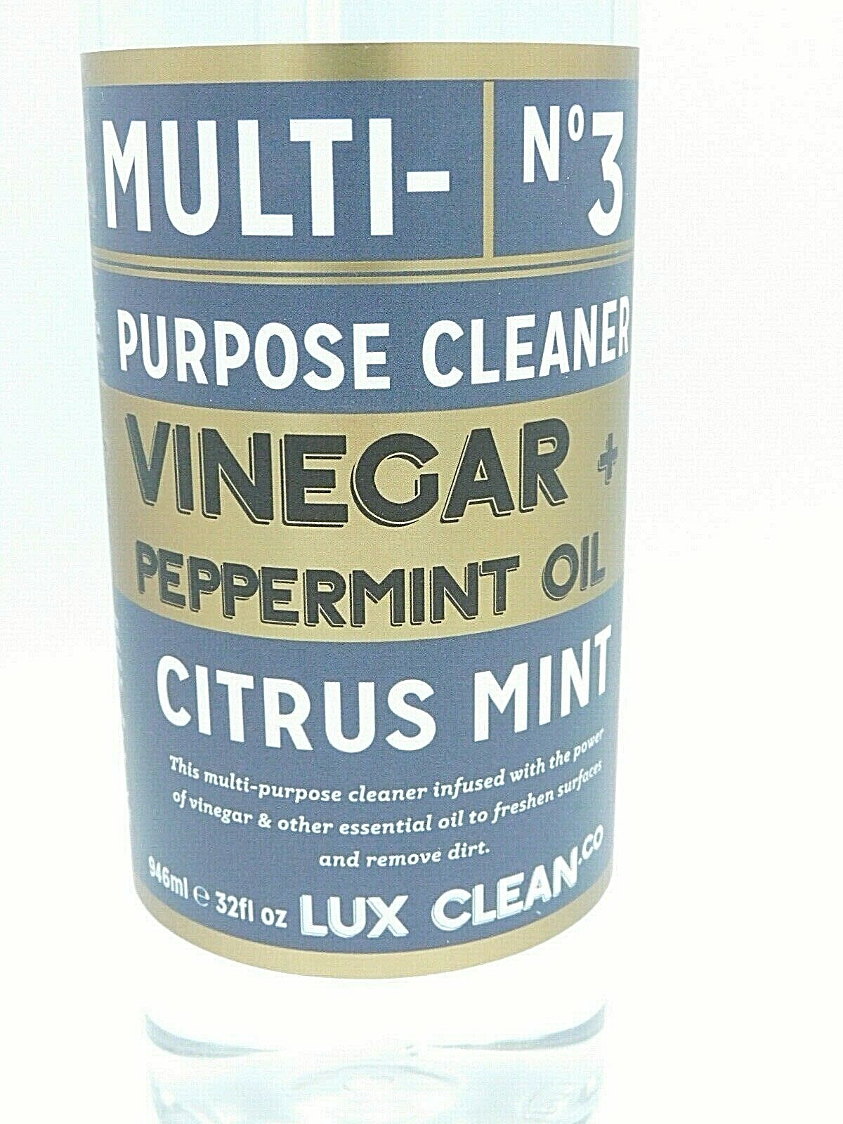 NEW Lux Clean Vinegar & Peppermint Oil No 3 Multi Purpose Spray Cleaner 32 fl oz