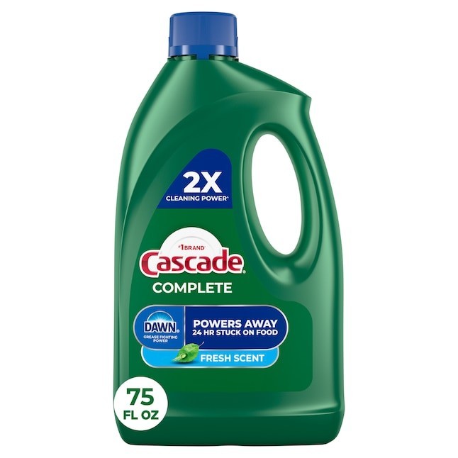 Dishwasher Gel Detergent, Cascade Complete with Dawn 75 Oz, Fresh Scent