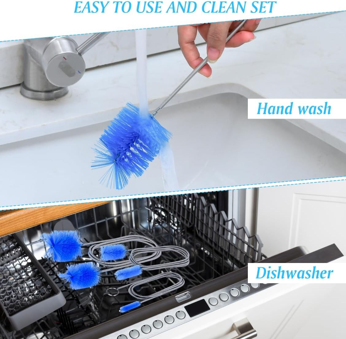 Flexible Long Drain Brush Set, Premium 3 Piece Kit with Double Ended and Stainle