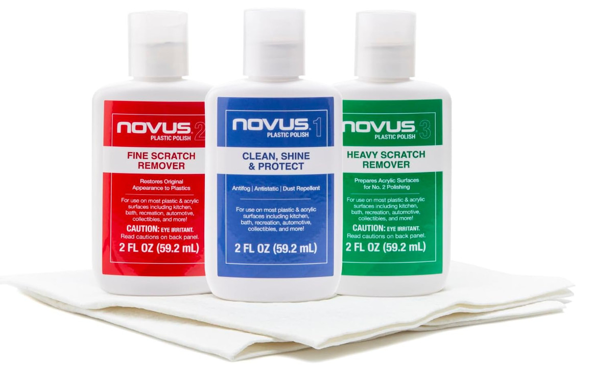 NOVUS Plastic Polish Kit #1 #2 #3 Scratch Remover Cleaner Shine 2oz