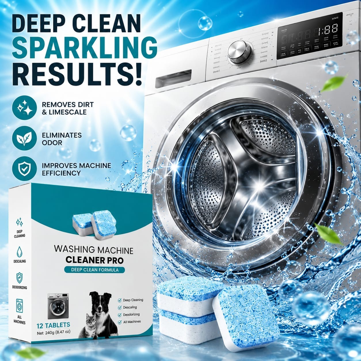 Uproot Clean Washing Machine Cleaner Tablets 12 pcs daily used at home