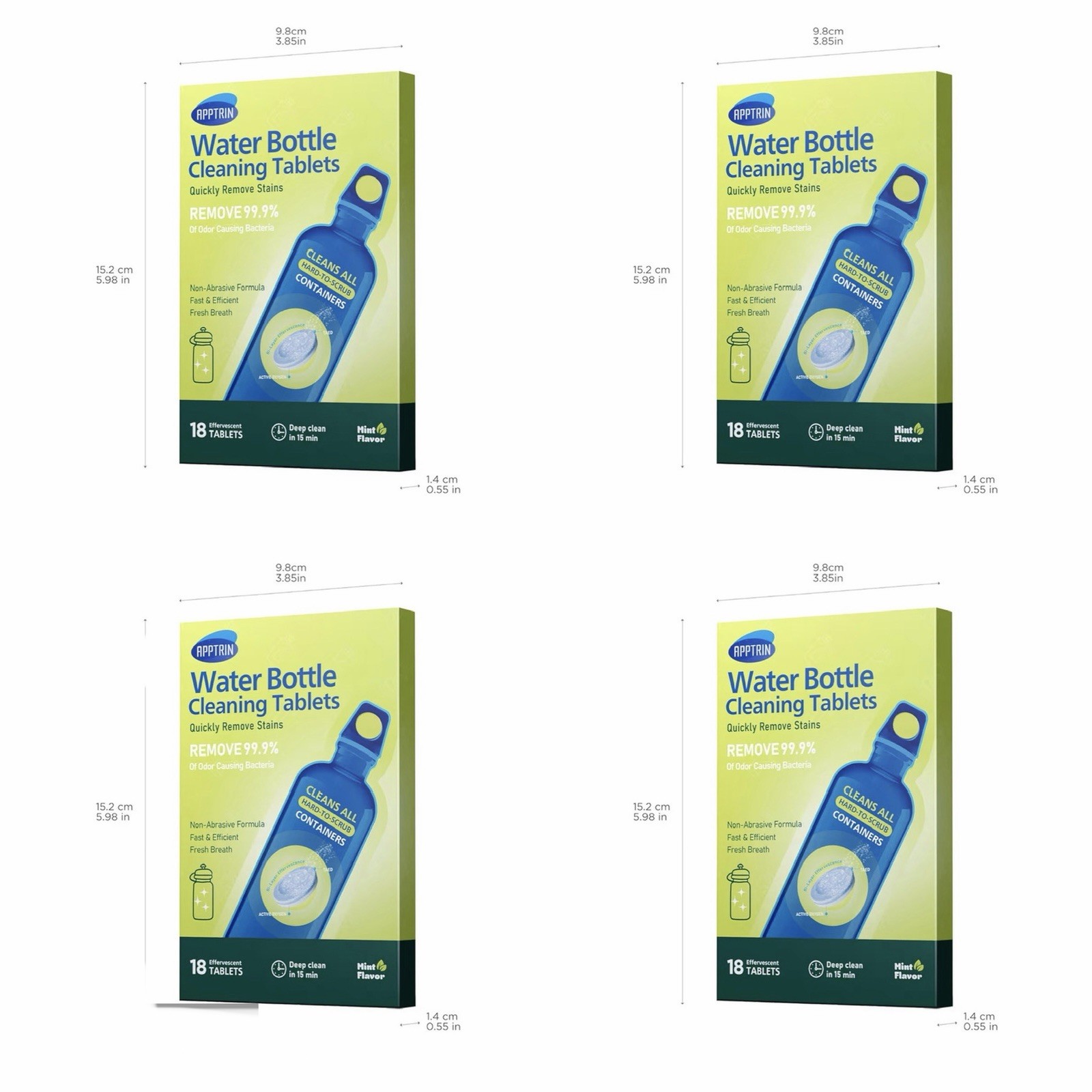 Water Bottle Cleaning Tablets, 18 Pack Bottle Clean Tablet 4 PACK (72 Tabs)