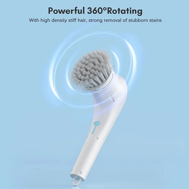 Electric Cleaning Brush Spin Scrubber Sponge Brush with Handle Multi Head