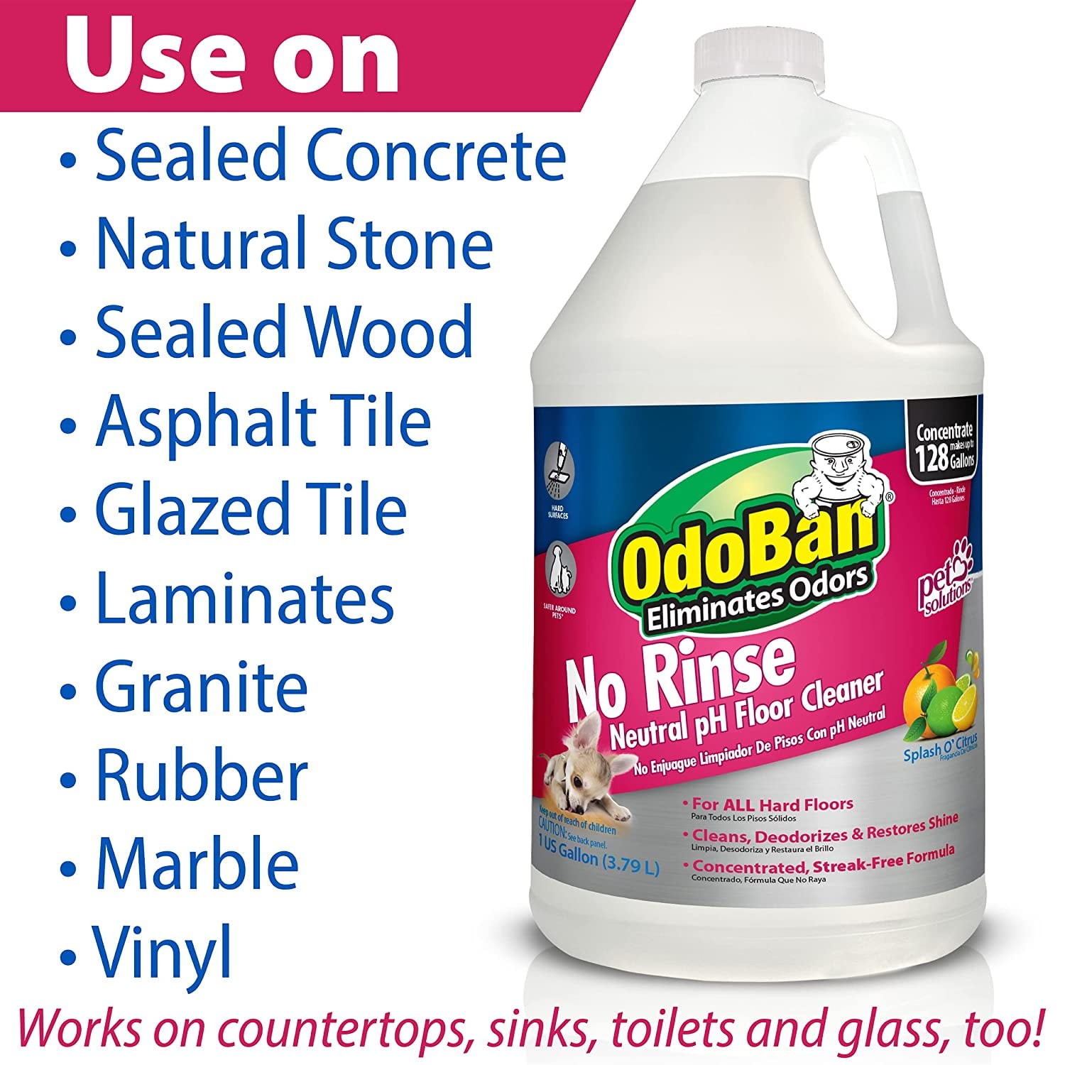 Pet Solutions NoRinse Neutral pH Floor Cleaner Concentrate,Splash O’Citrus Scent