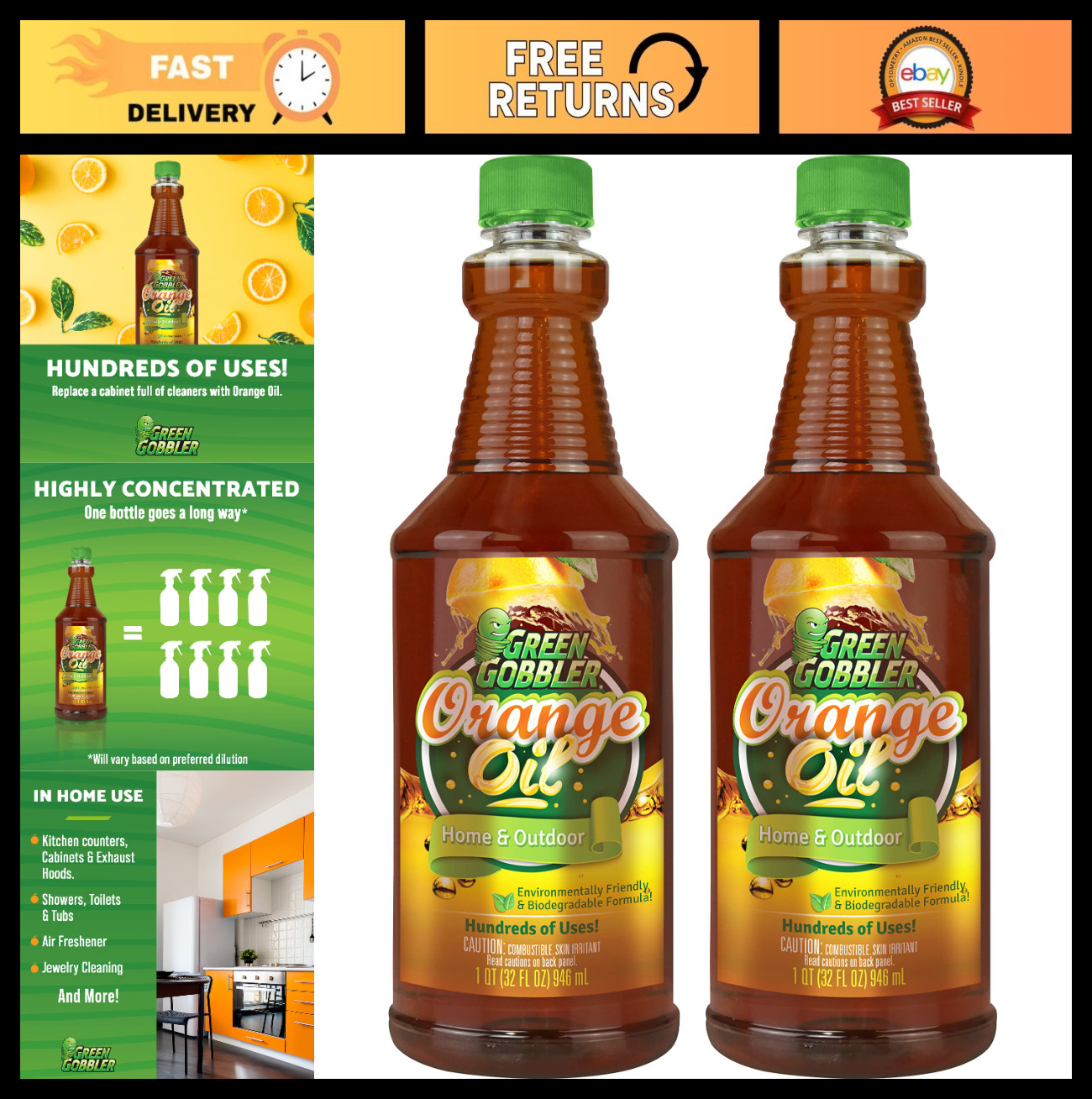 Cold Pressed Concentrated Orange Oil – Multi-Purpose Cleaner for Home & Outdoor