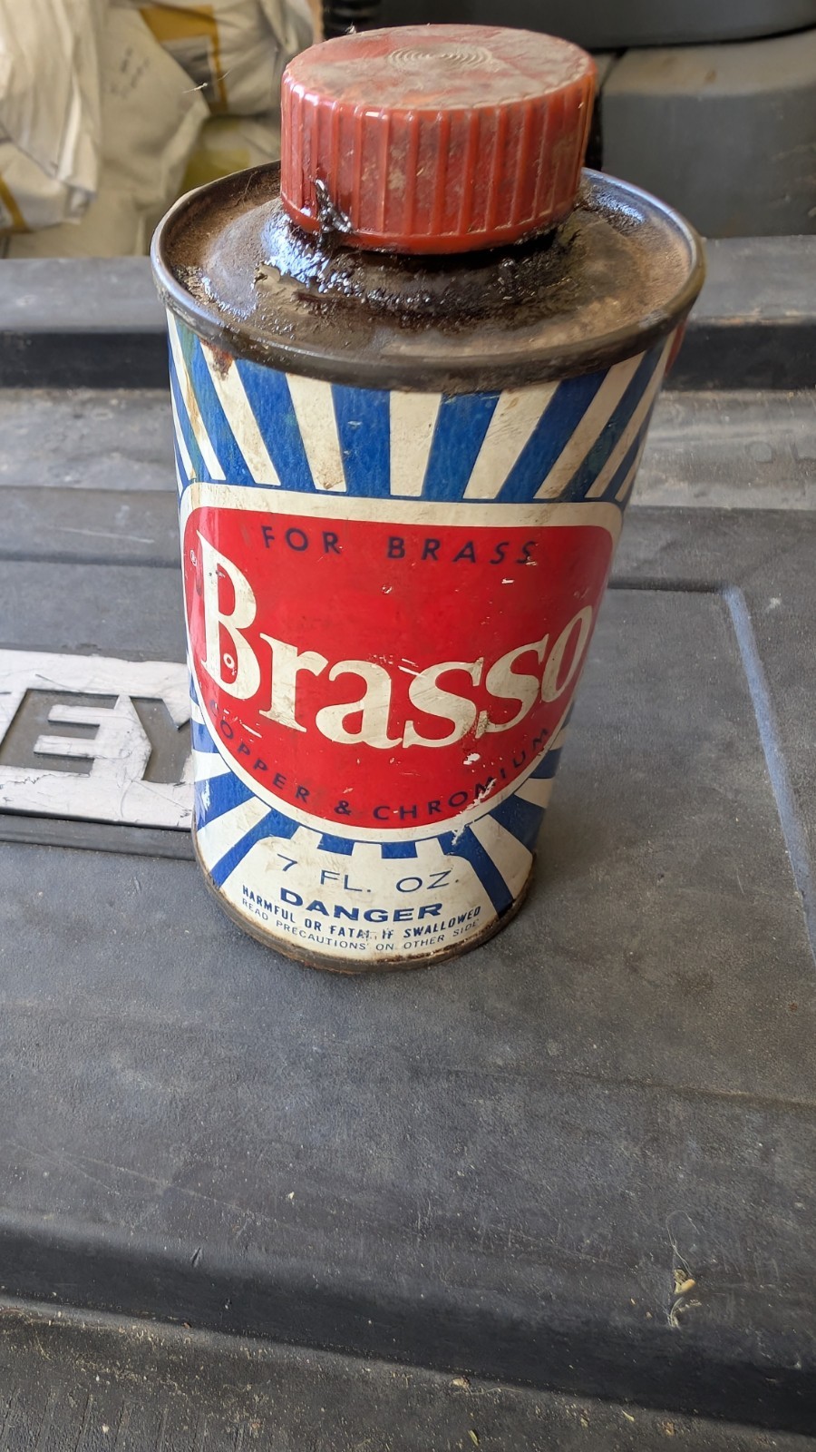 Vintage BRASSO Polish 7 FL. OZ. Can.
