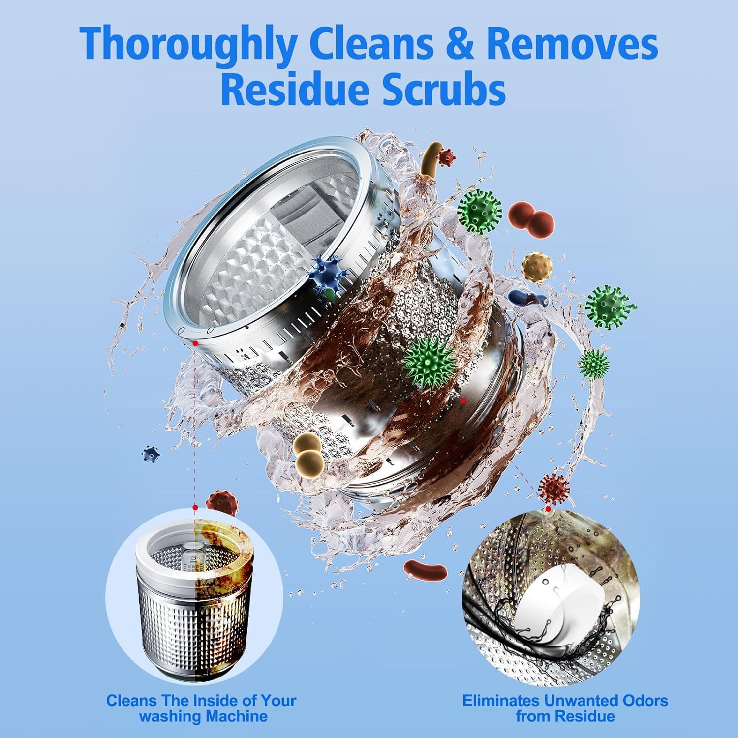 Washing Machine Cleaner Tablets Descaler 40 Pack Deep Cleaning HE Front Load