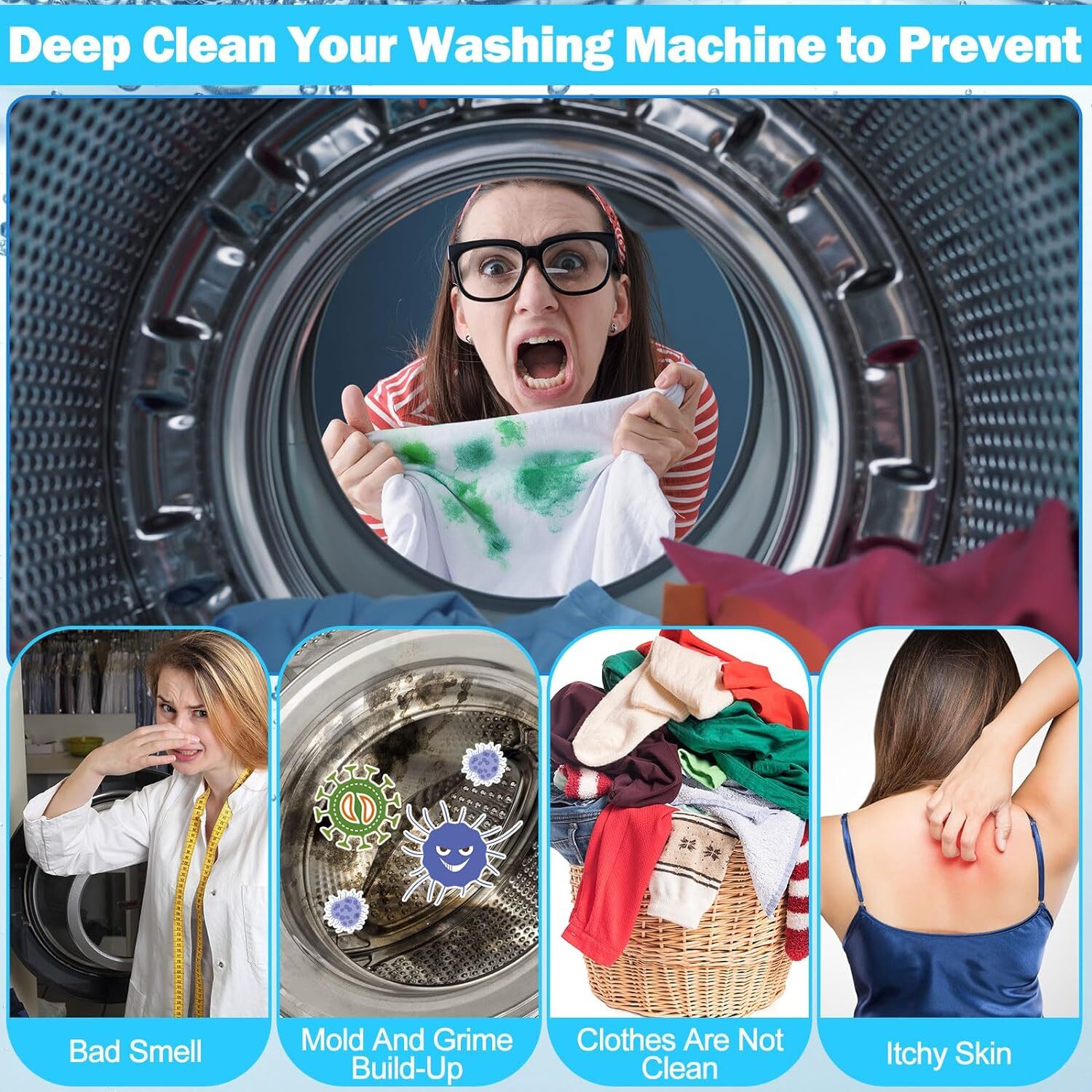 12/24Pcs Washing Machine Cleaner Washer Deep Solid Cleaning Effervescent Tablets