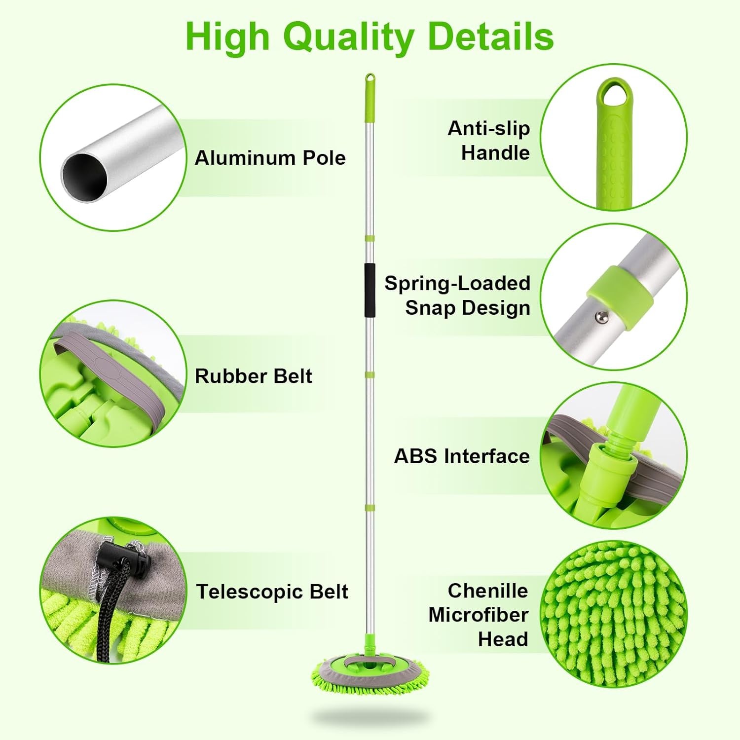 Car Wash Brush Kit Mitt Mop Sponge with Long Handle Chenille