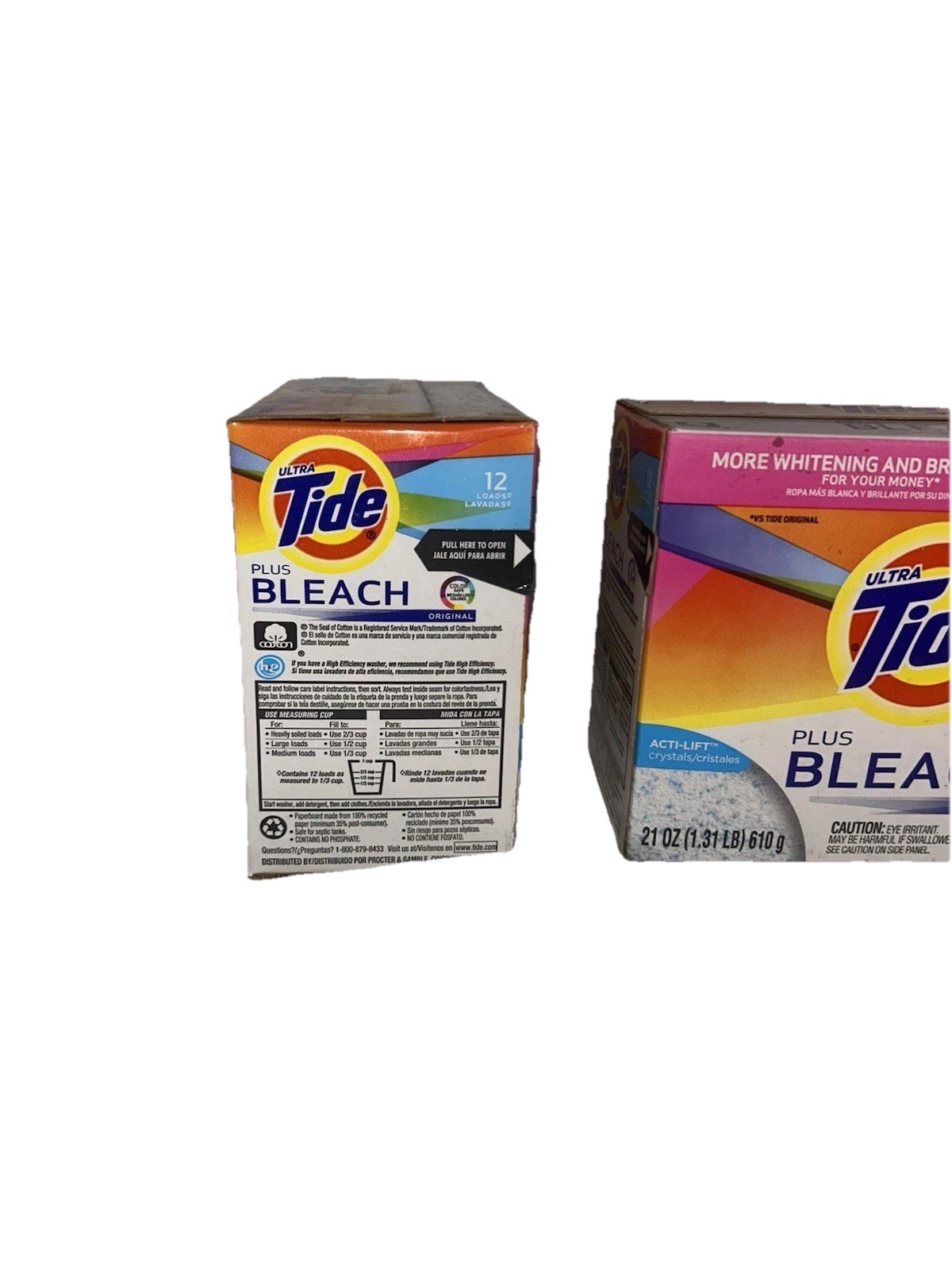 Tide Plus Bleach Acti-Lift Crystals Laundry Detergent Powder 21 oz Each Lot 2