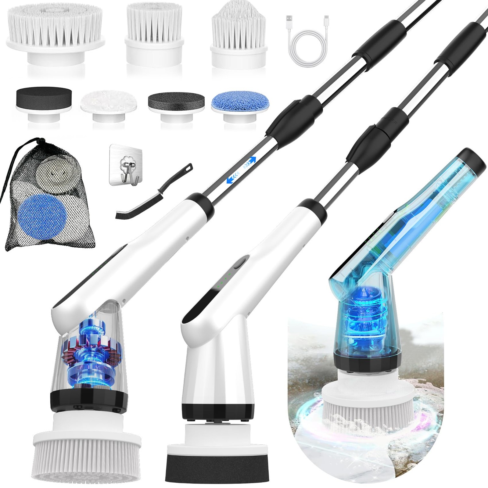 -Electric Spin Scrubber – Upgraded 10-in-1 IPX7 Waterproof Shower Scrubber, R…