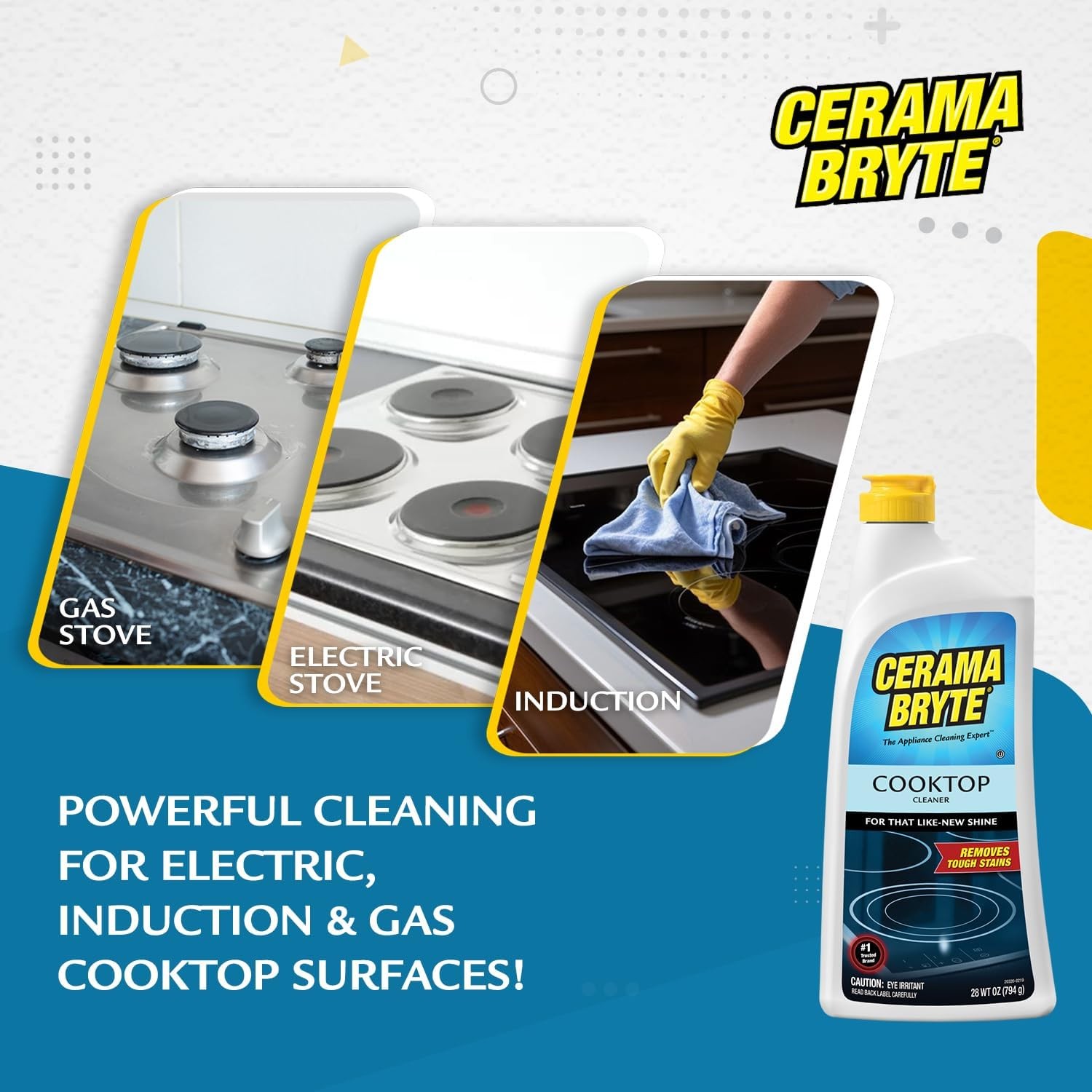 Cerama Bryte Removes Tough Stains Cooktop and Stove Top Cleaner for Glass Ce…